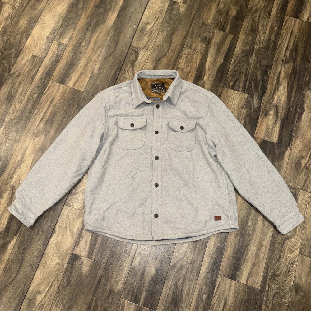 Jachs New York Shirt Jacket Grey Button Up Men's Size XXL Wool Blend Outdoor